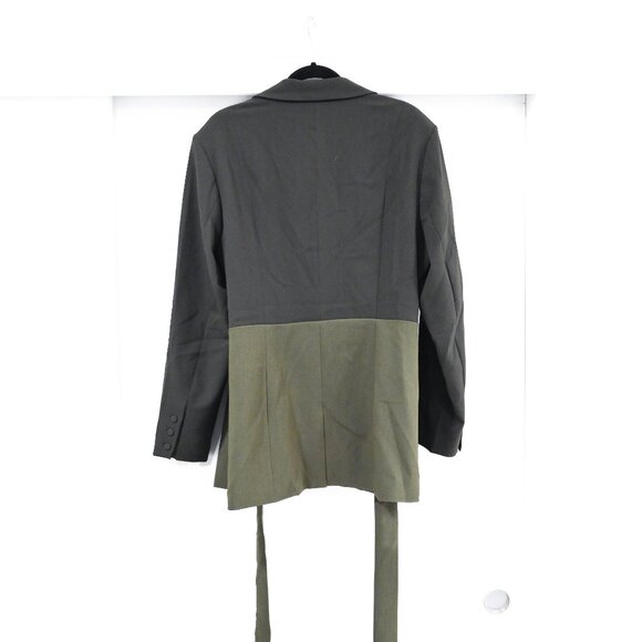 Good American Size 2XL Color Block Side Slit Two Tone Blazer in Olive Green - Picture 12 of 15